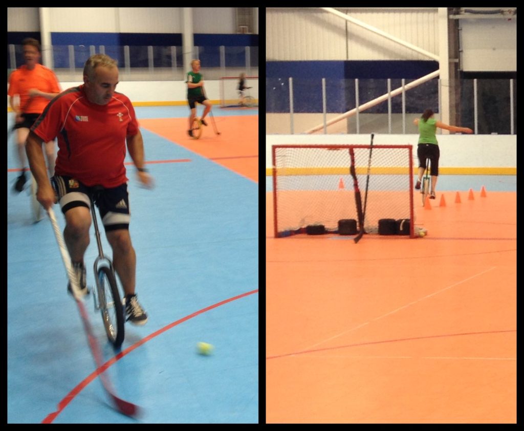 Unicycle hockey and Slalom