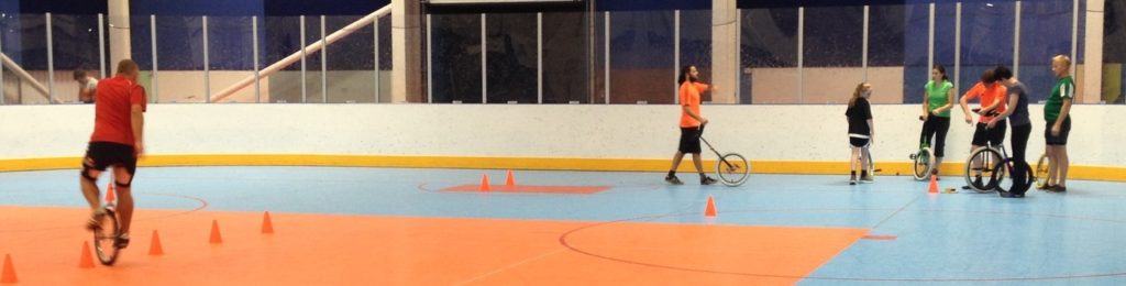 Unicycle Cardiff slalom