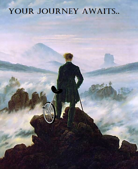 unicyclist above the sea fog